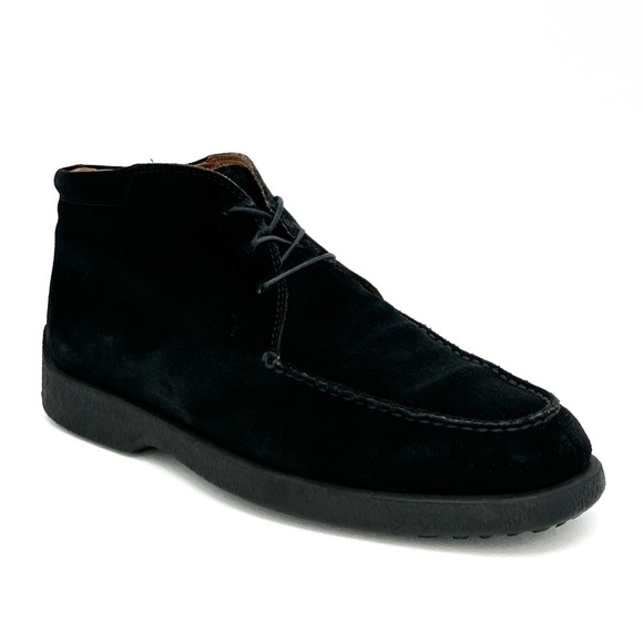 Tod’s Men’s Chukka Boots Size 8 Black Suede Three Eyelet Lace-up - Picture 1 of 15